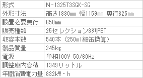 N-1325T3SGK-SG仕様表